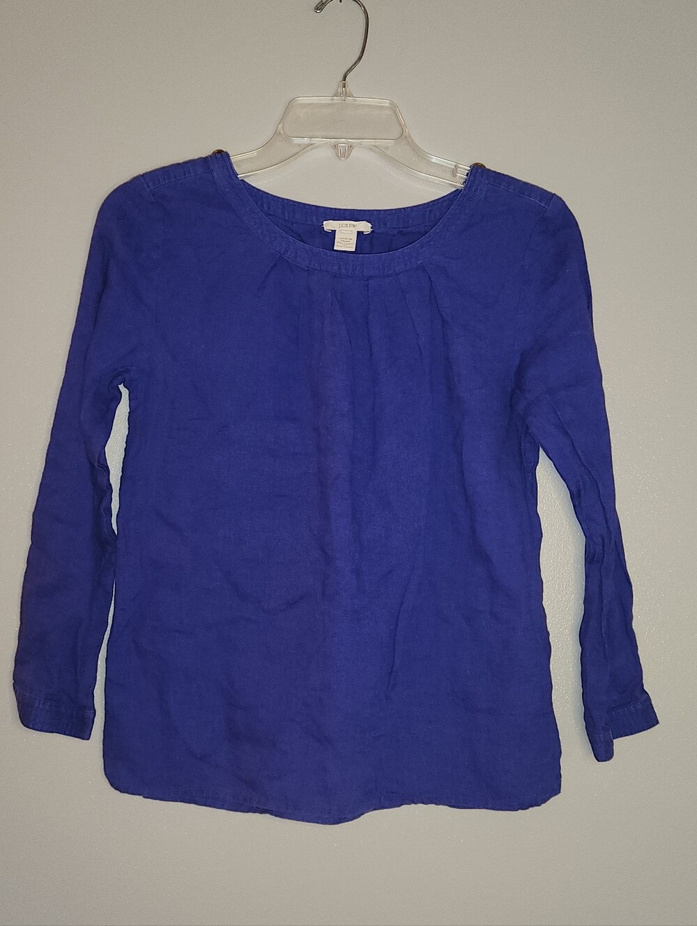 J.Crew Women’s Long-Sleeve Scoop Neck Linen Top Size 0